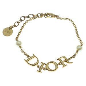 Dior Pearl Logo Bracelet Chain Gold